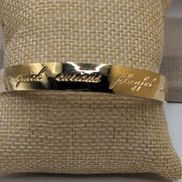 Kate Spade Gold Cuff Bracelet with Textured Finish and Engraving - Picture 6 of 7